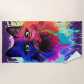 Serviette De Plage Cat Trippy Psychedelic Pop Art (Devant)