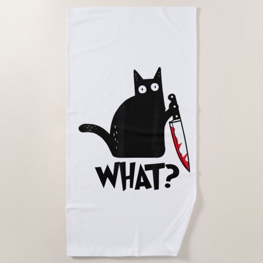 Serviette De Plage Cat What_ Funny Black Cat (Devant)