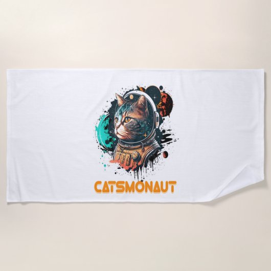 Serviette De Plage Catsmonaute Astronaut Chat Ou Chat Spatial (Devant)