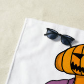 Serviette De Plage Cavalier Citrouille sur Scooter Menthe (En situation)