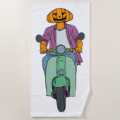 Serviette De Plage Cavalier Citrouille sur Scooter Menthe (Devant)