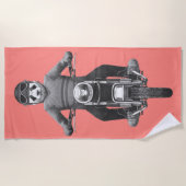 Serviette De Plage Cavalier de Motorcyle de panda (Devant)