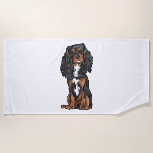 Serviette De Plage Cavalier King Charles Spaniel - Noir et Tan (Devant)