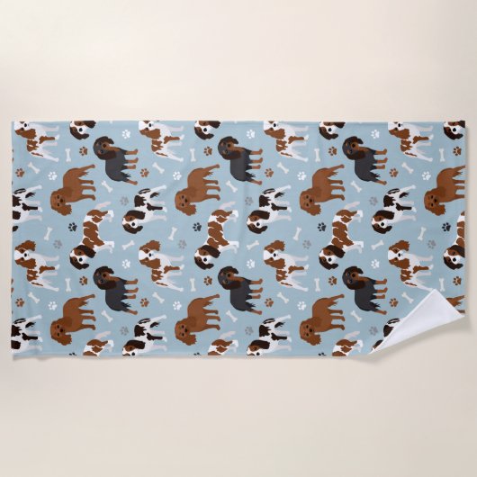 Serviette De Plage Cavalier King Charles Spaniel Paws and Bones (Devant)
