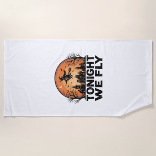 Serviette De Plage Ce Soir Nous Volons Vintage Sorcière Halloween Con