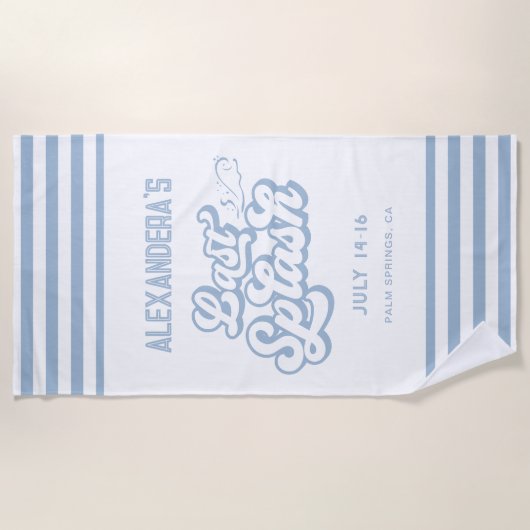 Serviette De Plage Célibataire de la dernière vague bleue (Devant)