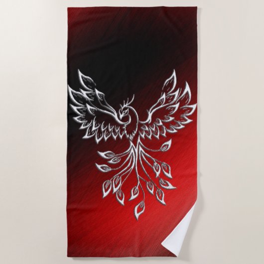 Serviette De Plage Cendres noires rouges et Phénix (Devant)