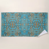 Serviette De Plage Cercle Concentré Dégradé Orange Rust Turquoise (Devant)
