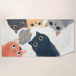 Serviette De Plage Cercle de chats mignons – Illustration de chat kaw