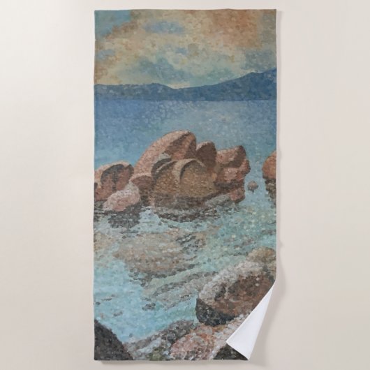 Serviette De Plage Cercle de Stones Lake Tahoe Impressionnisme (Devant)