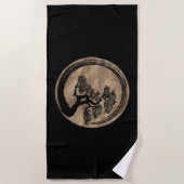 Serviette De Plage Cercle de zen d'Enso et or d'arbre de bonsaïs (Devant)