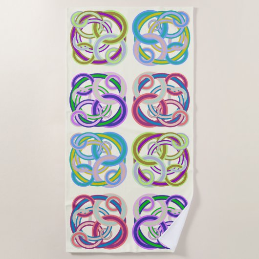 Serviette De Plage Cercles colorés intriqués (Devant)