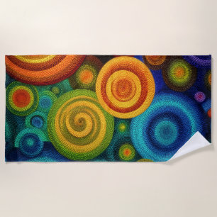 Serviette De Plage Cercles concentriques abstraits en multicolore vib