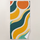 Serviette De Plage Cercles orange et flux de couleurs (Devant)