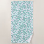 Serviette De Plage Cercles spiraux Abstraits en bleu clair et blanc (Devant)