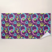 Serviette de plage Cercles Violets Funky (Devant)
