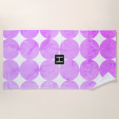 Serviette De Plage Cercles violets modernes | Monogramme (Devant)