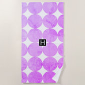 Serviette De Plage Cercles violets modernes | Monogramme (Devant)