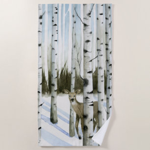 Serviette De Plage Cerf en chute de neige