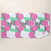 Serviette De Plage Cerises Et Rayures Géantes D'été (Devant)
