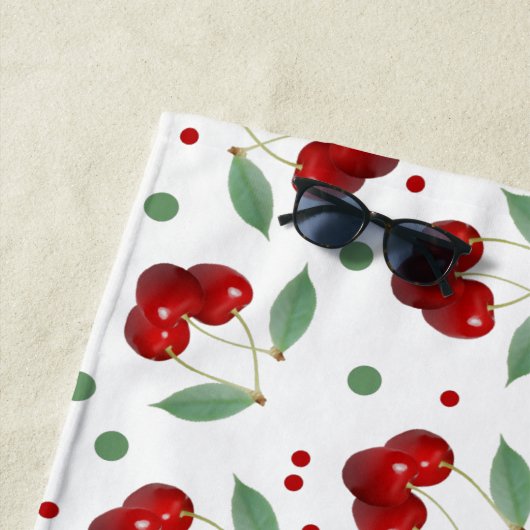 Serviette De Plage Cerises rétro (En situation)