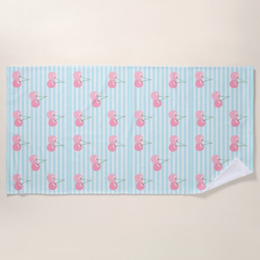 Serviette De Plage Cerises roses été (Devant)