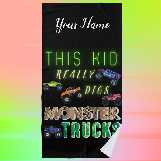 Serviette De Plage Cet Enfant A Vraiment Digéré Des Camions Monster