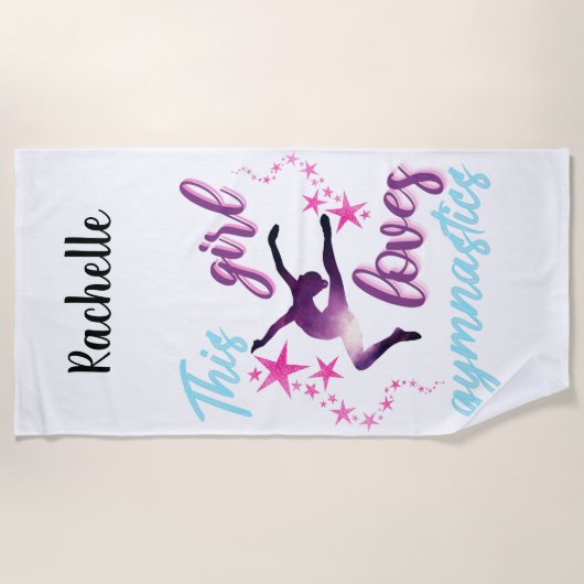 Serviette De Plage Cette Fille Aime La Gymnastique Étoiles Leap (Devant)