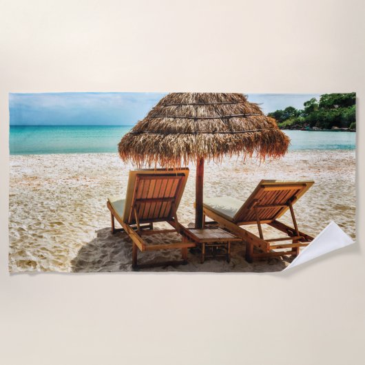 Serviette De Plage Chaises longues sur la plage coussin (Devant)