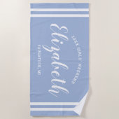 Serviette De Plage Chambray bleu Week-end entre filles Monogramme Nom (Devant)