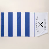 Serviette De Plage Chambre personnalisée profonde de lac stripe bleue (Devant)