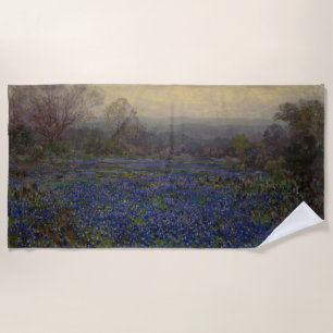 Serviette De Plage Champ de fleurs de bleuets (paysage rural)