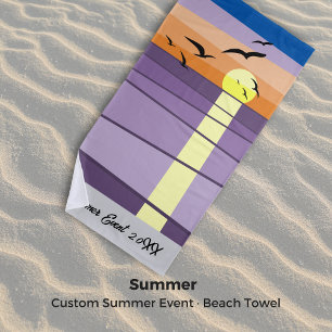 Serviette De Plage Champ de l'année estivale personnalisée ・ Couché d