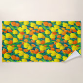 Serviette De Plage Champ de tulipes orange et jaune (Devant)