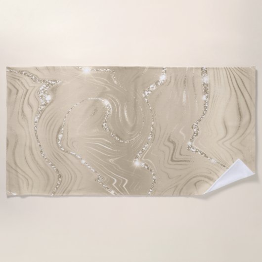 Serviette De Plage Champagne Arrière - plan Parties scintillant blanc (Devant)