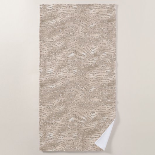 Serviette De Plage Champagne Gold White Glitzy Parties scintillant Ze (Devant)