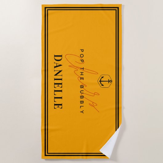 Serviette De Plage Champagne Inspiré Avant Vows Nom Orange (Devant)