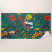 Serviette De Plage Champignons d'automne, feuilles, noix et baies sur (Devant)