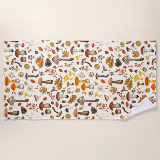 Serviette De Plage Champignons sauvages sur blanc (Devant)