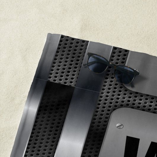 Serviette De Plage Changer Initial, Ajouter Nom, Métal Argent (En situation)