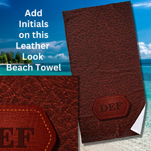Serviette De Plage Changer Initial, Écouter En Cuir Badge Rouge foncé