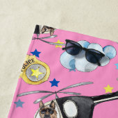 Serviette de plage Chapeau de police bleu nom de f (En situation)