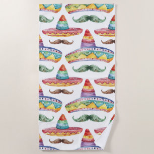 Serviette De Plage Chapeaux de Fête de Cinco de Mayo Moustaches