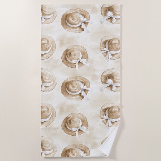 Serviette De Plage Chapeaux de plage en sable crème (Devant)