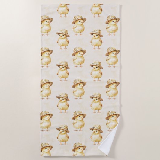 Serviette De Plage Chapeaux de poulets jaunes (Devant)