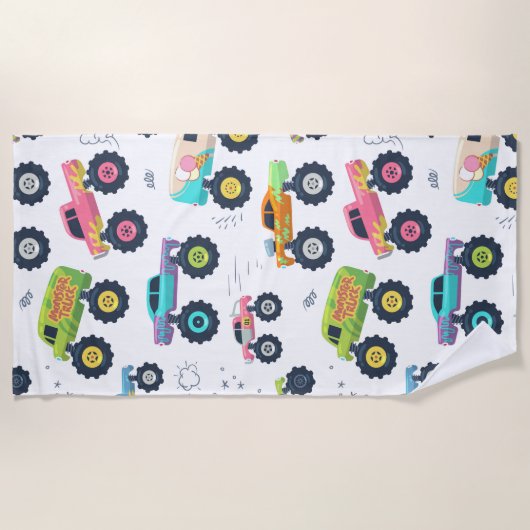 Serviette De Plage Chariot Monster couleur d'aquarelle moderne (Devant)