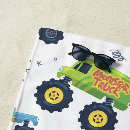 Serviette De Plage Chariot Monster couleur d'aquarelle moderne (En situation)