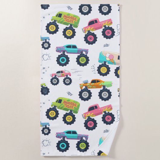 Serviette De Plage Chariot Monster couleur d'aquarelle moderne (Devant)