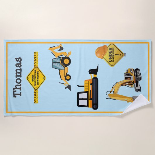 Serviette De Plage Chariots de construction Casquette dur Backhoe Bul (Devant)