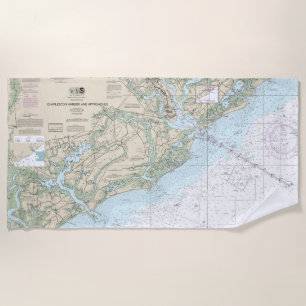 Serviette De Plage Charleston Harbour et Approches Graphique nautique